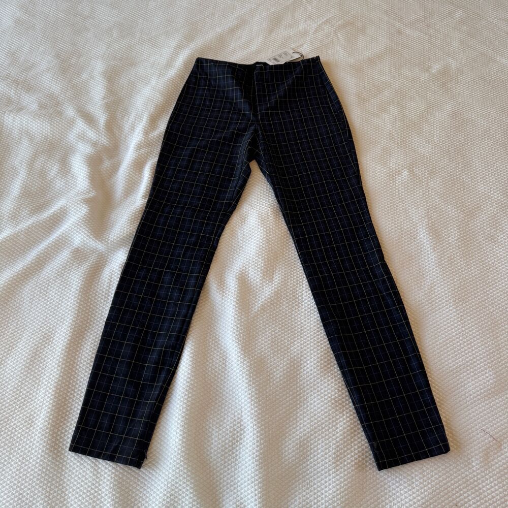 NWT Theory Galway Tech Skinny Leggings Women's Multi Plaid Side Zip size 6 - Picture 3 of 6